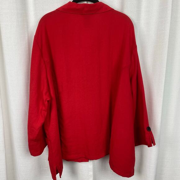 Ali Miles Christmas Red Button Front Blouse Sz.3X - Picture 8 of 11